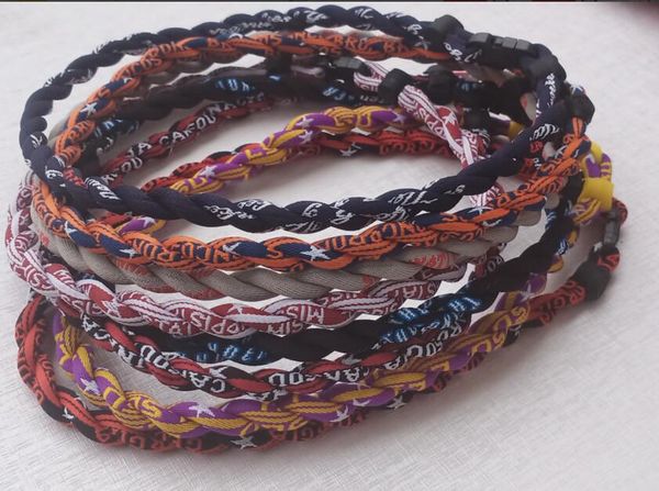 

titanium sport accessories new 100pcs mix twists weaves ge beads necklace germanium titaniums triple ropes necklace 20" ionic sports ne