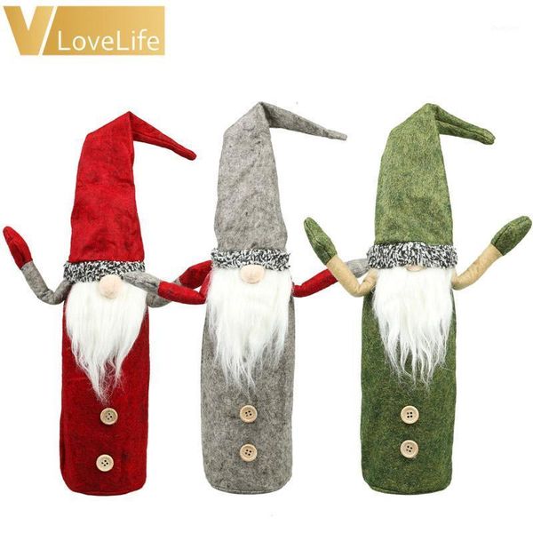 

santa claus snowman deer wine bottle cover christmas gift bags hold xmas dinner decor home table party decoration1