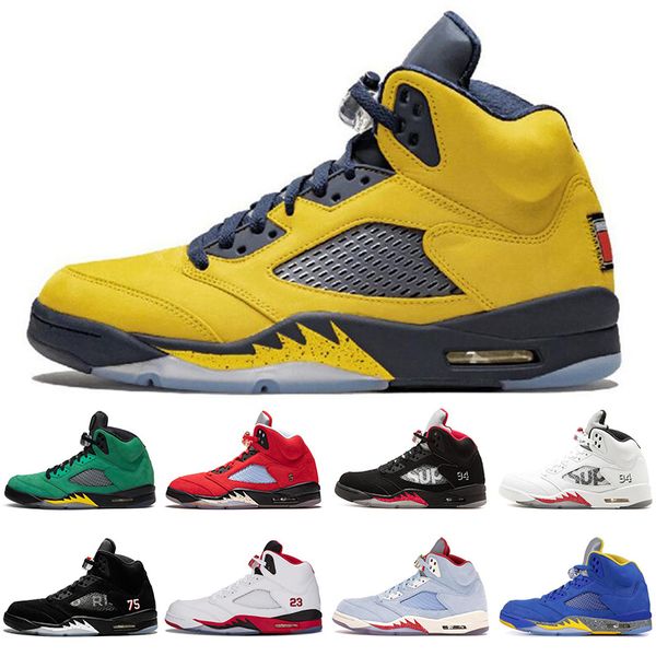 

hipping jumpman 5 5s men basketball shoes fire red suede michigan black pro star white cement mens trainers sports sneakers size 7-13