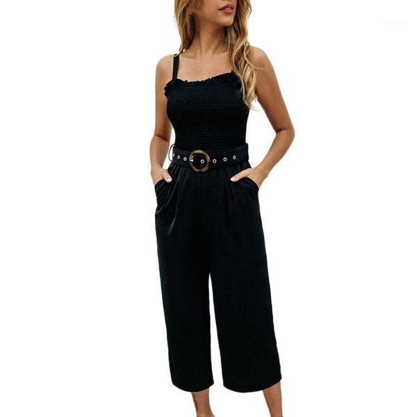 

women's jumpsuits & rompers womens jumpsuit lace long pants women summer pockets o neck sleeveless playsuit with sashes d3005031, Black;white