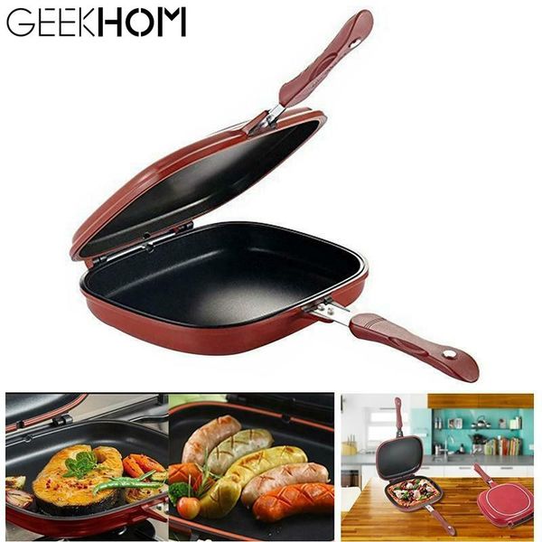 

double side grill сковородка кухонная посуда 32см из нержавеющей стали double face сковорода кухонные принадлежности приготовление инструмен