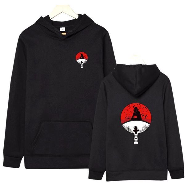 

hoodies naruto harajuku japanese anime uchiha itachi printed men's hoodie streetwear fashion casual sweatshirt, Black