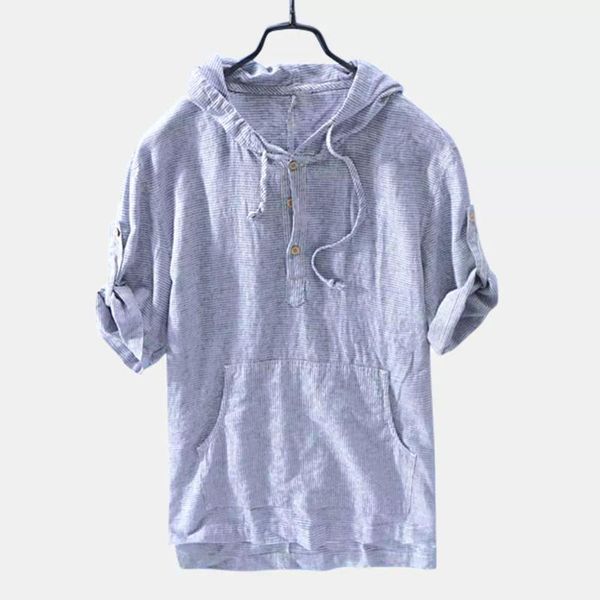 

autumn new hooded casual loose short shirt men's pullover roll sleeve, White;black