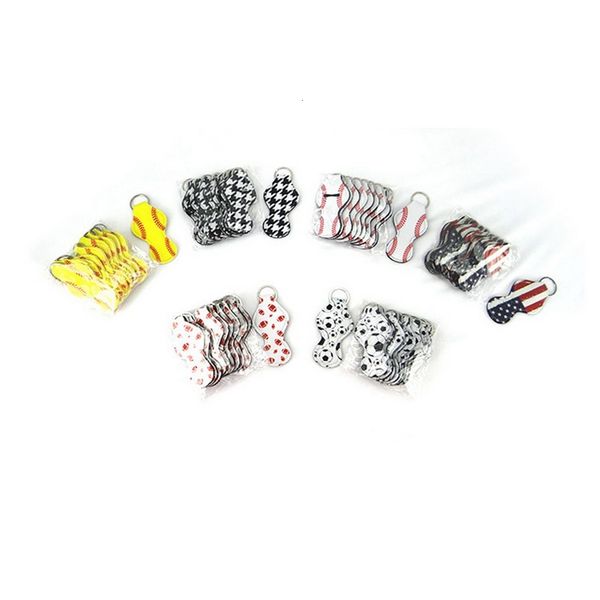 

sports neoprene balls leopard chapstick rainbow prints lip balm keychain holder case storage bag sea shipping dda361, Silver