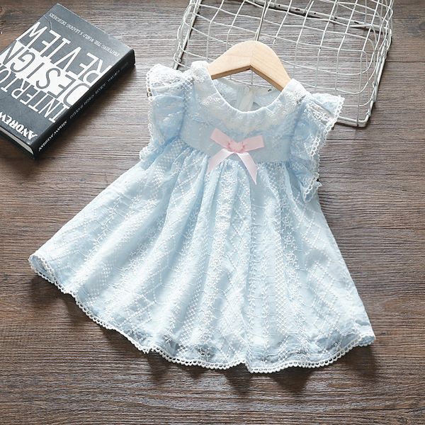 

baby girls clothes summer puff sleeve embroidery toddler kids baby girls dress outfits girls clothes blue 0-4y t200707, Red;yellow