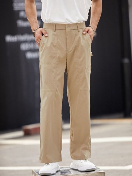 

men slant pocket straight leg pants i2yr#, Black