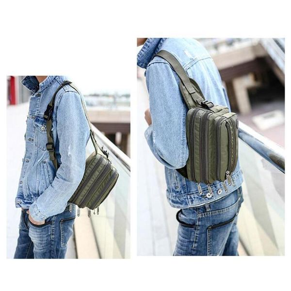 

men waterproof belt pouch travel hiking sport shoulder sling waist chest bag