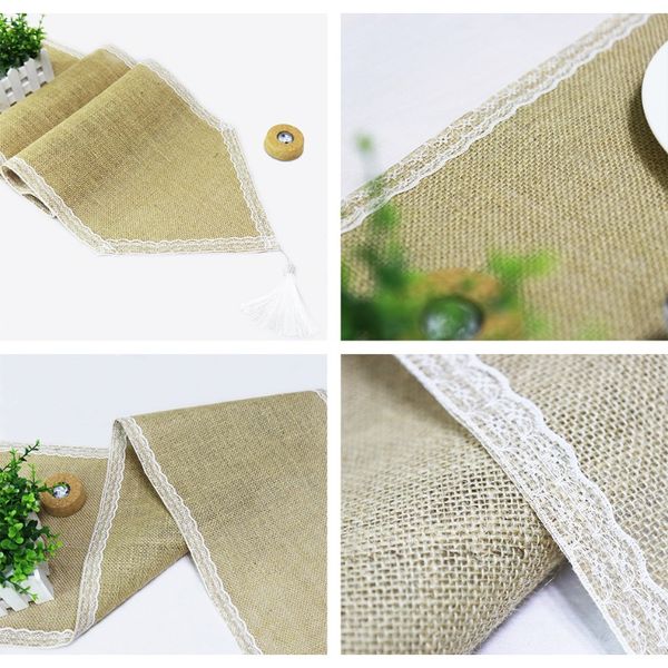 

new arrival 30x180 210 275 cm wedding party table runner burlap natural jute linen table decoration accessories home table cloth f bbyvrq
