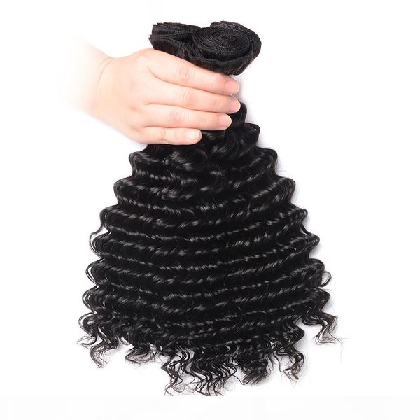 

10a grade mongolian deep curly human hair bundles 3 pcs per lot human hair weaving 100g remy hair extension, Black