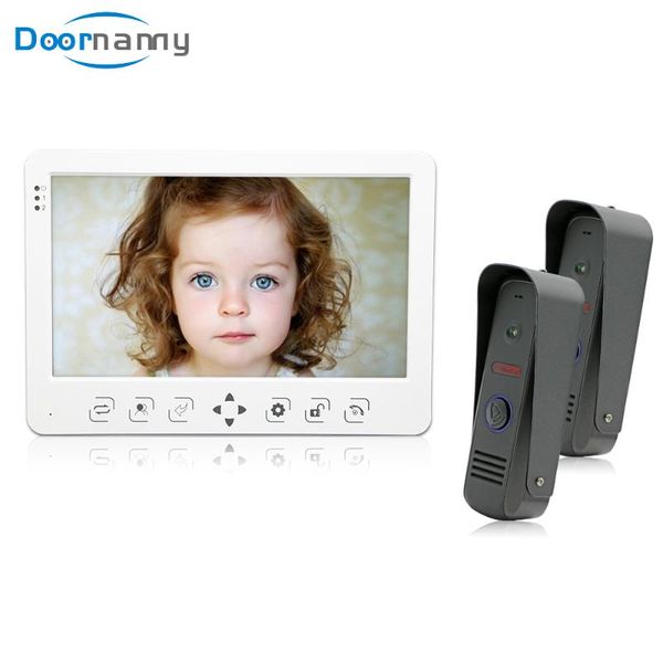 

doornanny 10 inch 2doorbell to 1monitor two doors video intercom systems kit 1200tvl doorbell monitor for home apartment