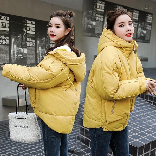 

nice causal lady solid padded jacket short autumn winter wadded jacket women hooded coats female parkas with gloves overcoat1, Black
