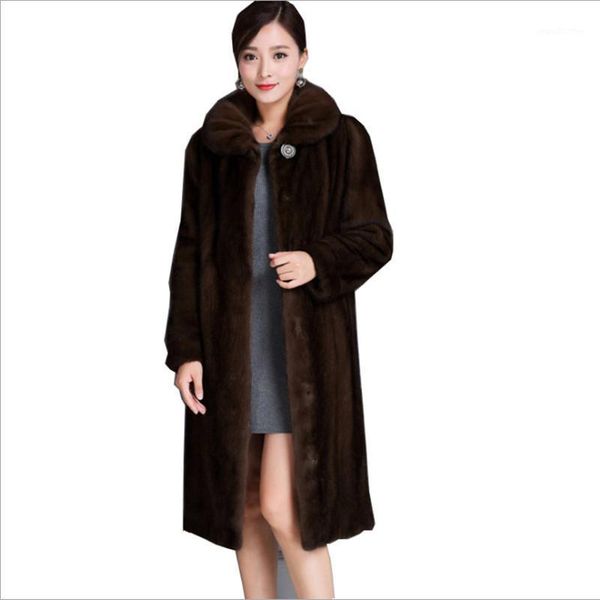 

women's fur & faux coat female long section temperament casual 6xl plus size women jacket black plush ladies1