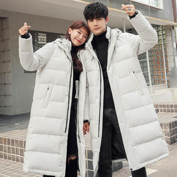 

mimi the new men's down jacket in long hooded winter 2020 thickening male paragraphs leisure couples with over-the-knee coat, Black