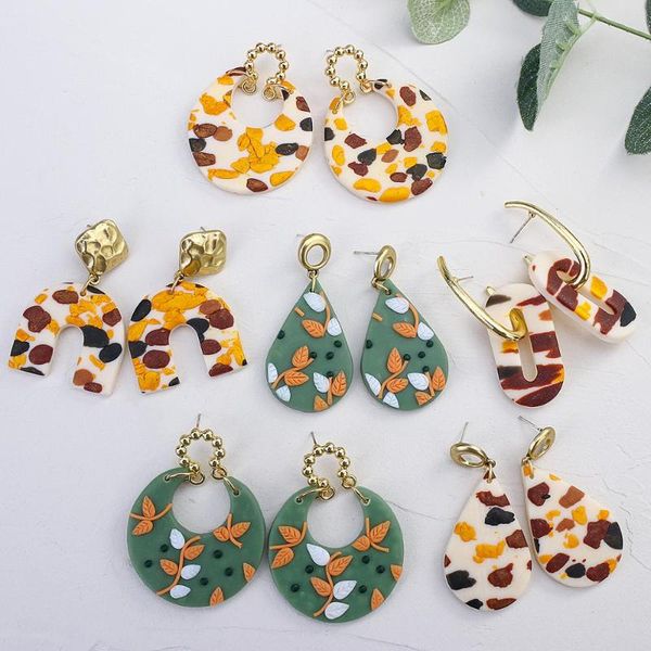 

dangle & chandelier aensoa creative painted polymeric clay drop earrings for women fashion handmade geometric jewelry 2021, Silver