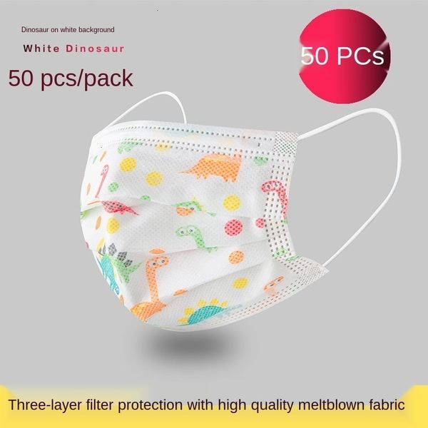 

student disposable children's 50 masks, 3rlv cartoon printed filtration, three-layer flat pieces ltwfo 7 ijele