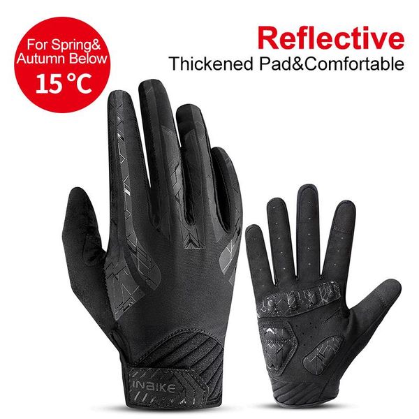 

inbike отражающие велосипедные перчатки мужчины женщины зимний сенсорный сенсорный экран ветрозащитный теплый спортивный мтб велосипедная до, Black