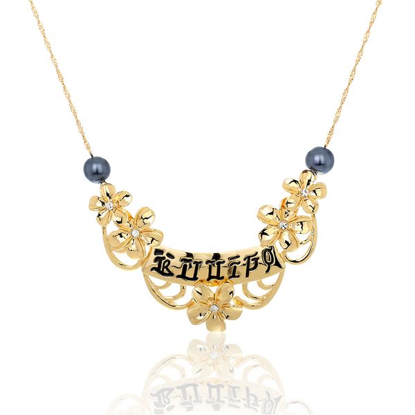 

necklace of women jewelry exaggerated rhinestone necklace pearl flower pendant hawaiian kuuipo necklace wholesale for women, Silver