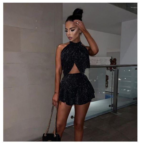 

2pcs womens 2019 fashion clothes sets ladies bandage halter + high waist mini skirt outfits set party clubwear s  l1, White