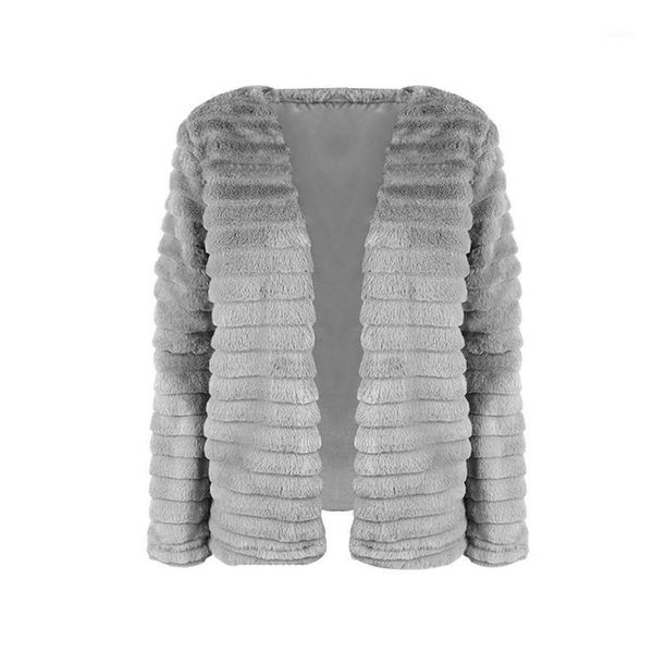 

fashion causal winter women v neck knitted female solid color long sleeves imitation fur coat1, Black