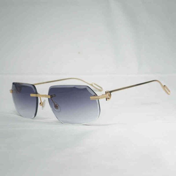 

2022 factory wholesale new vintage diamonds cutting rimless sunglasses men oculos shadow metal frame clear glasses accessories outdoor squar, White;black
