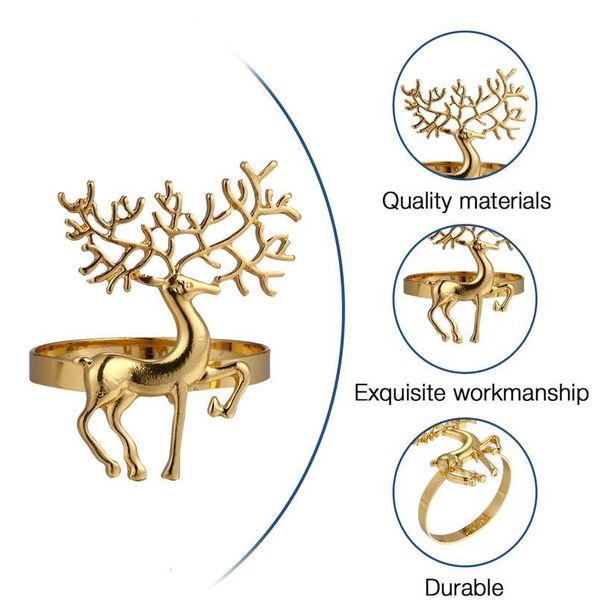 

6pcs christmas napkin holder alloy cute durable snowware deer napkin ring for bar restaurant christmas part qylqxb