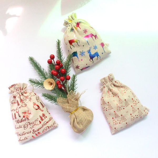 

cosmetic sachet 10pcs/lot santa gift christmas candy drawstring bag packing pouches mini organizer can pr sqcjbb