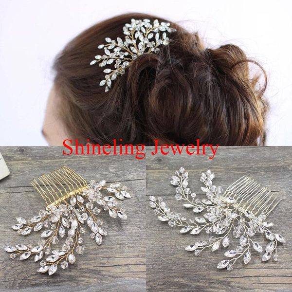 

slbridal classic western style handmade pearls and crystals wedding hair comb bridal hair comb accessories bridesmaids, Golden;silver