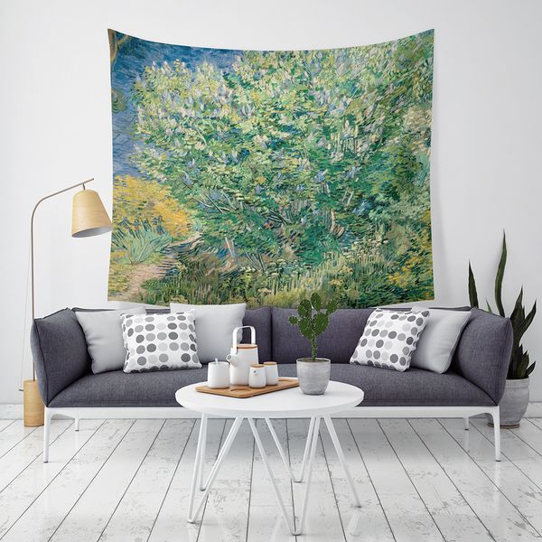 

new arrival 9 styles landscape painting home decor tapestries beach towel camping blanket bedsheet table-cloth with led light