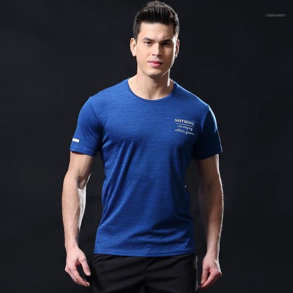 

running jerseys men quick dry sportswear men's sports fitness t-shirts for survetement t shirt gym workout clothes1, Black;blue
