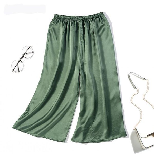 

women's 100% pure silk elastic waist capri pants trousers multi colors  jn136 drop shipping, Black;white