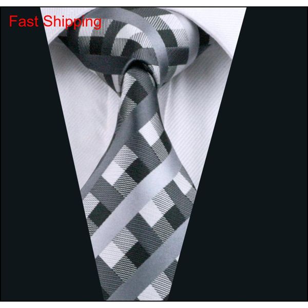

black plaid necktie hankerchief cufflinks set jacquard woven mens tie set business work formal meet qyltsy beauty888, Black;blue