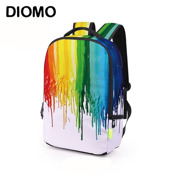 

diomo creative teenager trend 3d splash ink graffiti colorful eye backpack for men school backpack for boy and girl kids y200107