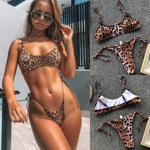 

bikini 2019 women fashion leopard print push-up padded bra beach bikini set swimsuit beach bathing female leopard suit1, White;black