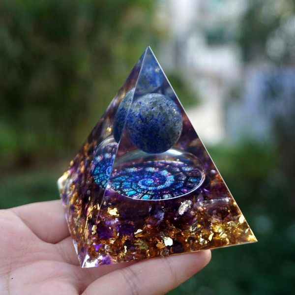 

handmade lapis lazuli sphere amethyst orgone pyramid 60mm handma jllnfe, Black