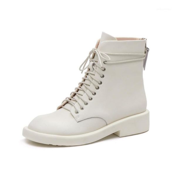 

boots sklfgxzy winter genuine leather women lace-up fashion cow shoes size 34-401, Black