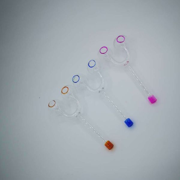 2022 NEUE 5,5-Zoll-Doppelkugel-Glaspfeifen Rauchpfeifen freie Form Glasölbrennerrohr drei Farben zur Auswahl von Ölbrennglaspfeifen