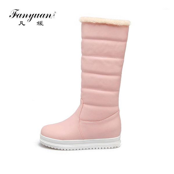 

fanyuan fashion slip-on plush snow boots height increasing knee-high boots women warm winter shoes solid platform long1, Black