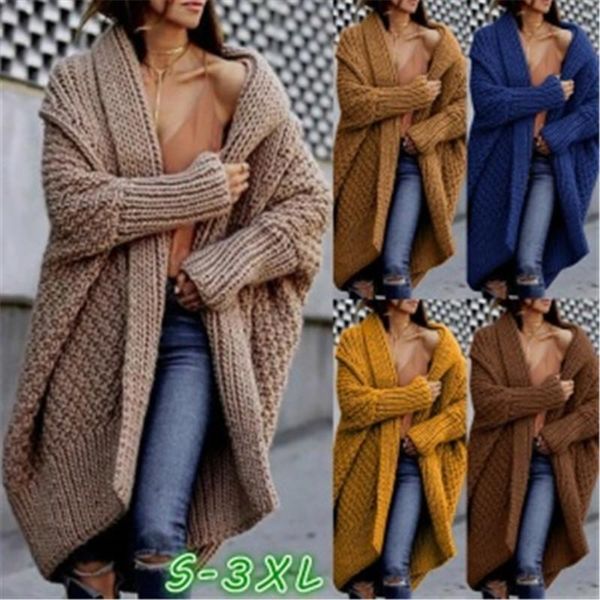 

new fashion autumn solid long knitwear turndown collar female casual knitted sweater overcoats cardigans coats for female coat, White;black