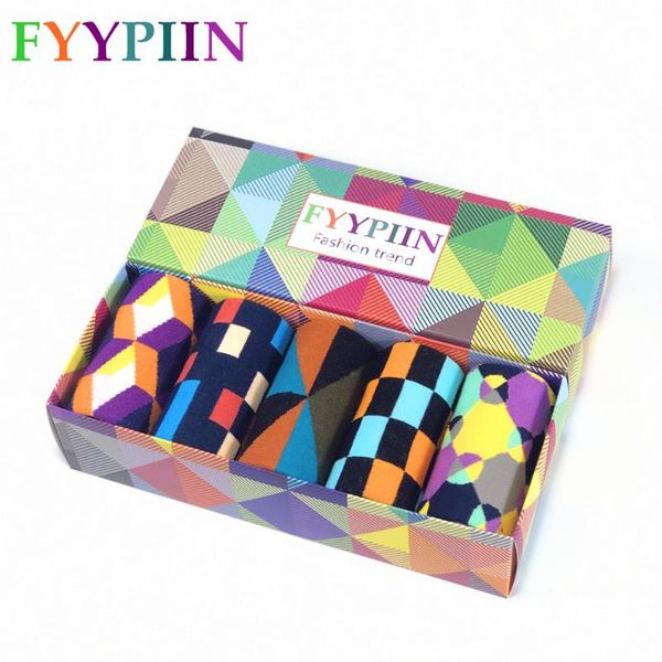 

men's socks new christmas gifts gift box cotton socks casual colorful business plaid classic men, Black
