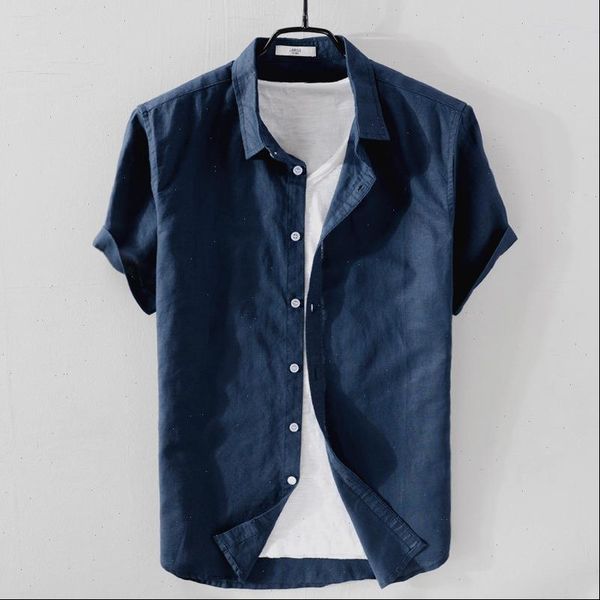 

2021 new style fashion male summer cotton linen short sleeve shirts mens brand clothing casual lapel shirts s 4xl, White;black