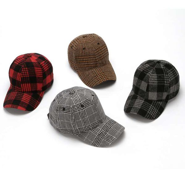

winter warm hat plaid woolen thickened pointed outdoor casual couple baseball cap crossover, Blue;gray