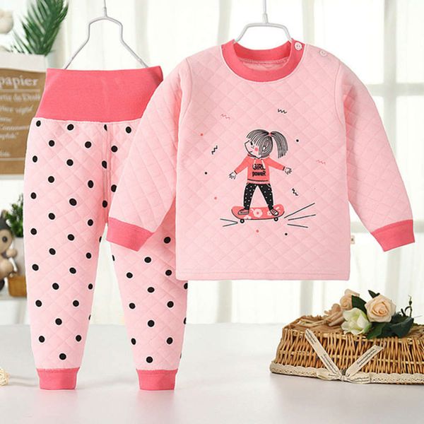

thermal autumn new and children's winter three-layer thickened pajamas set baby cotton underwear 073b073btf98, Blue;red