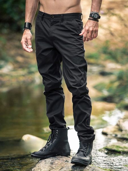 

men slant pocket pants j5sk#, Black