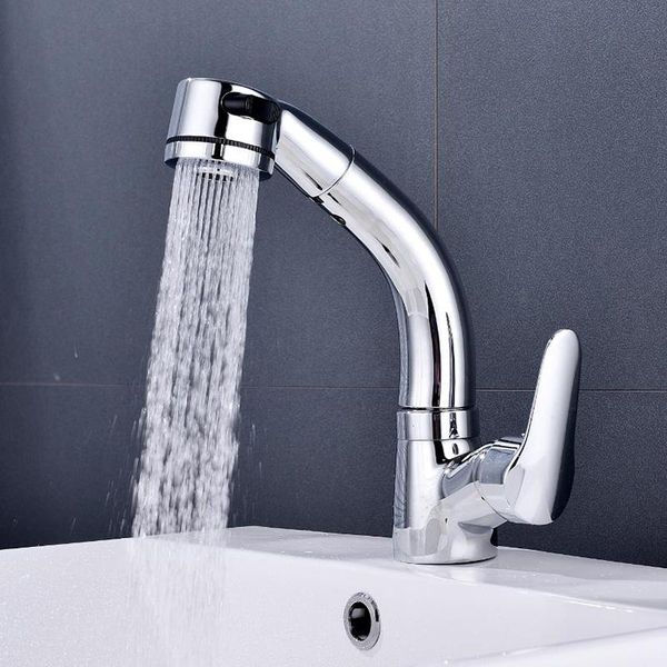 

pull out kitchen bathroom sink faucet and cold water mixer crane lift up and down chrome finished 360 degree water mixer wmtdkk