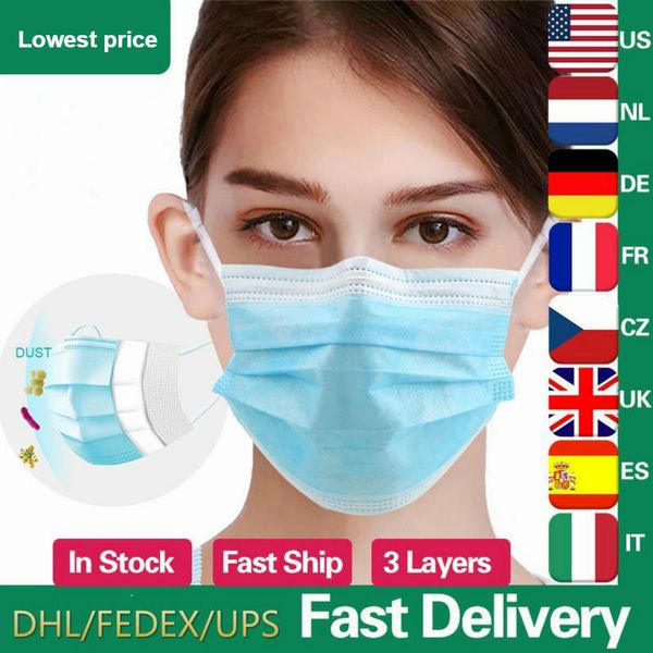

mask colour blue 3-layer filter disposable face non-woven mouth masks pm2.5 anti pollution anti-dust protective safety