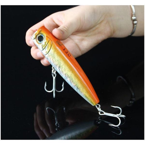 

isca artificial yellow poppers fishing lure ater sea fishing popper wobbler big game carp bass lure 60g 130mm