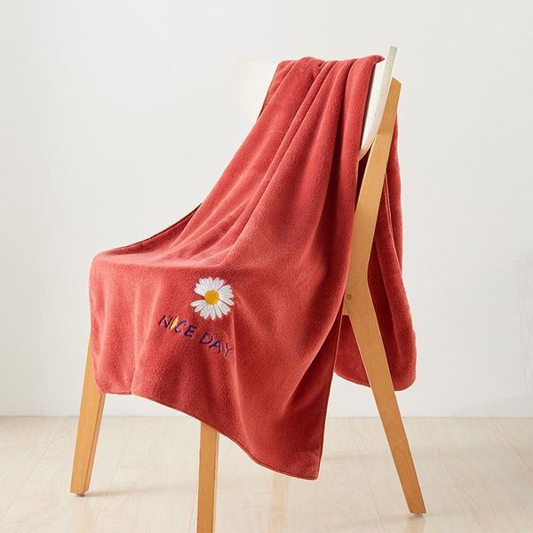

1pc daisy embroidered coral velvet towel soft skin-friendly face bath towel quick absorbent breathable bathroom1
