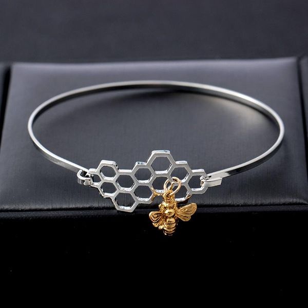 

charm bracelets cute honeycomb bee bracelet fashion jewelry personality insect, Golden;silver