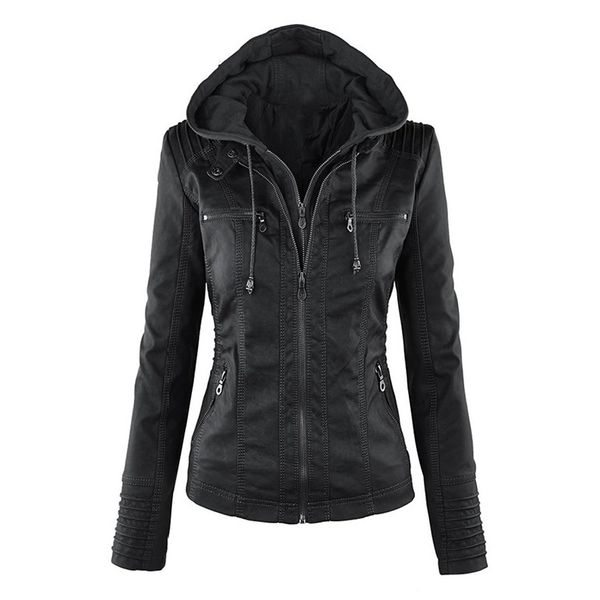 

new women autumn winter faux soft leather jackets coats lady black pu zipper epaule motorcycle streetwear 201007, Black;brown