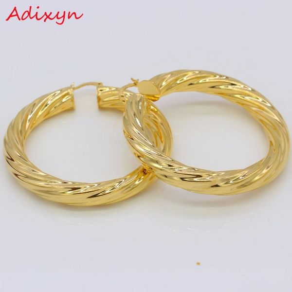 

adixyn african big hoop earrings for women gold color & brass twisted earring arab/ethiopian n01095, Golden;silver